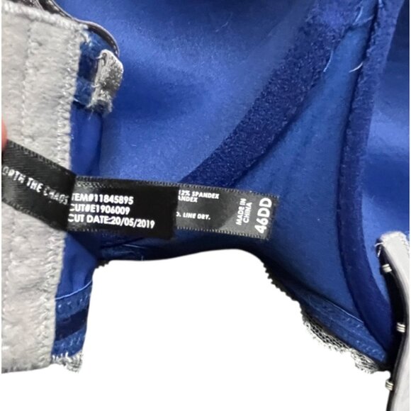 Torrid Curve Bra Push up 46DD Underwire Lace Overlay Blue Gray Lined - Picture 9 of 9
